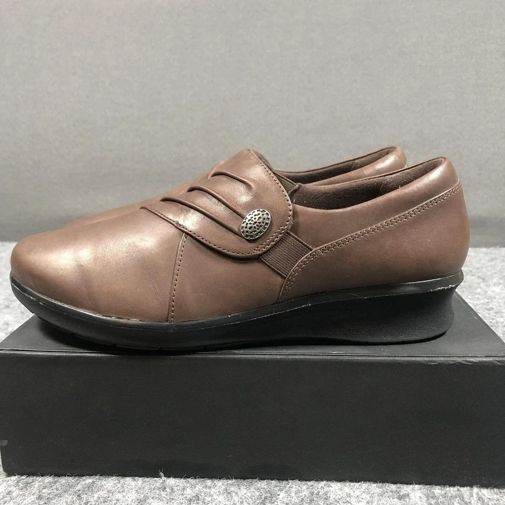 Clarks Collection Shoes Womens Size 7 Brown Leather Slip On Comfort Loafers